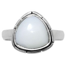 Natural White Opal 925 Sterling Silver Ring Size 7 Wholesale Jewelry USA