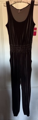 NWT Commando Velvet Tank Jumpsuit SAMPLE Greige X-Large Pockets Gathered Hem