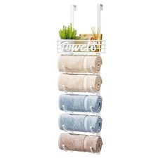 HapiRm Towel Racks for Bathroom Storage - 6 Tier Over The Door Wall Mount
