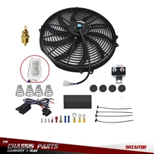16"Electric Radiator Fan High 3000 Cfm Thermostat Wiring Switch Relay Kit Black