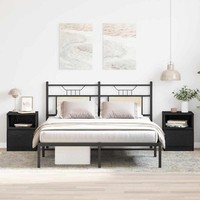 Nachttische 2Er Set Schwarz Eiche 40X40X50 Cm Aus Spanplatte
