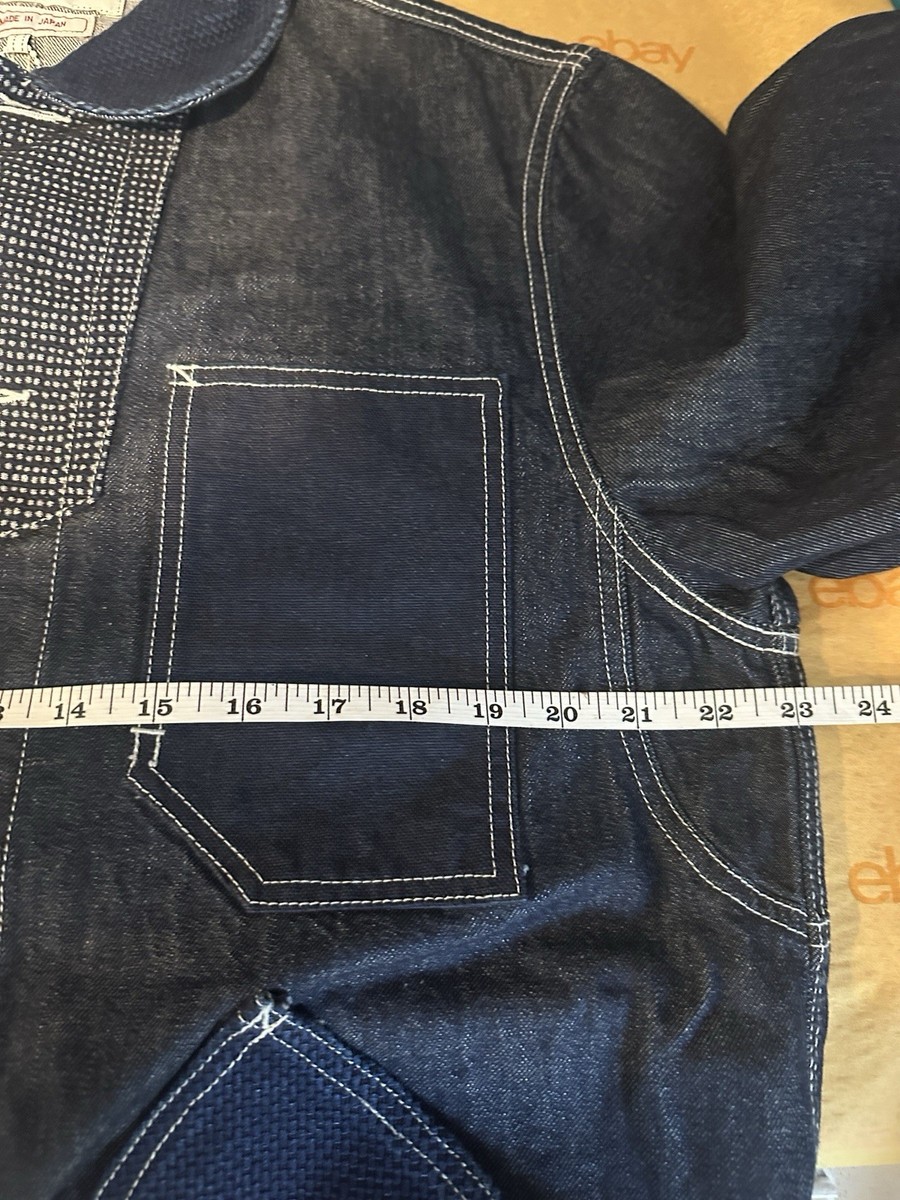 New Rare FDMTL BORO Patchwork Coverall Jacket Blue Size 4 Made In