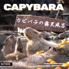 2026 Wall Calendar,Capybara Calendar 2026, Monthly Wall Calendar, 12" x 24" O...