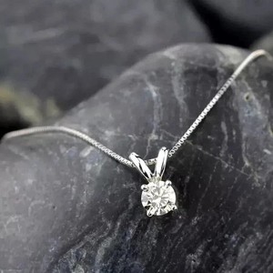 Authentic 1.00CT Round Cut 6MM Simulated Diamond Only Pendant 14K White Gold Plated
