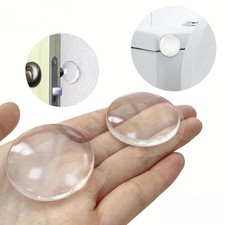 6Pcs Wall Door Handle Stopper Silicone Transparent round Protector Self-Adhesive