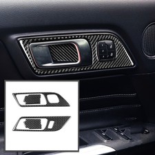 Carbon Fiber Interior Door Handle Bowl Cover Trim For Ford Mustang 2015-2020