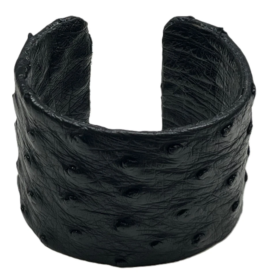 BRAZALETE BRAZALETE PIEL PIEL DE AVESTRUZ GENUINO - Negro - 2" ANCHO - LGE - NUEVO Foto 2 de 4