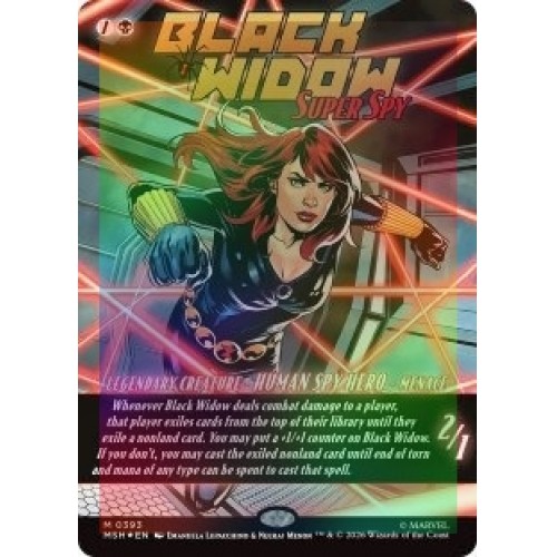FOIL BLACK WIDOW, SUPER SPY (BORDERLESS) (393) Marvel Super Heroes MSH Magic MTG