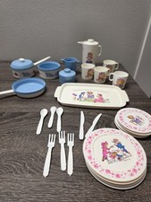 Holly Hobbie Vintage Plastic Tea Set Dishes Cups Teapot Saucepans 1990s