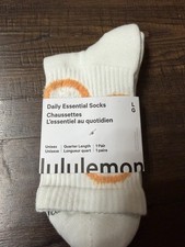 NWT Lululemon Daily Essential Socks Quarter Length Size Large White/flower