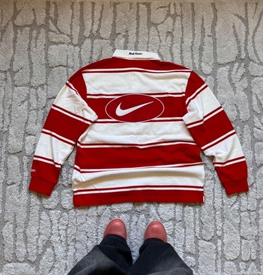 Nike × Supreme Polo shirts Supreme x Nike Polo Rugby Long Sleeve Red Version Large | eBay