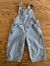 Vintage 90s GUESS Overalls Denim Bibbed Toddler 18 Months Scissor Clips USA Made