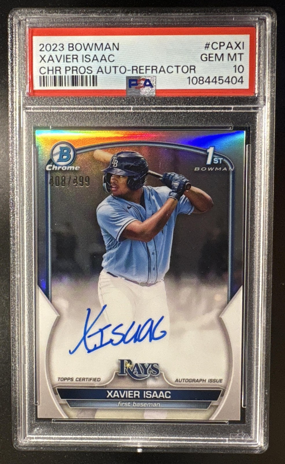 2023 Bowman Xavier Isaac #CPA-XI Chrome Auto Refractor /499 1st Bowman PSA 10