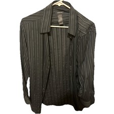 Men's Medium Claiborne Long Sleeved Dress Shirt Black/Grey