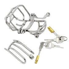 Stainless Steel Detachable Male Chastity Device PA Puncture Cage Ring Lock Belt