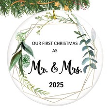 Wedding Gifts for Couples 2025, Our First Christmas Married Ornaments Ceramic...