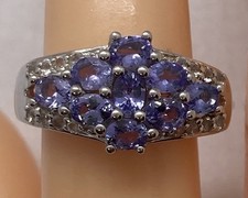 Tanzanite  White Topaz Sterling Silver Ring Size 7