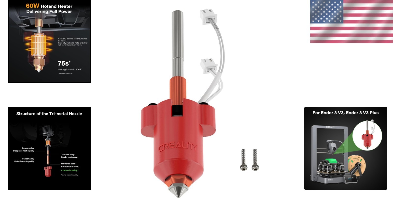 Ender 3 V3 Plus Hotend Replacement - 600mm/s High-Temperature Ceramic Nozzle