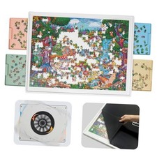 1500 Piece Rotating Puzzle Board with 1500 - Piece White - Multi-color Drawers