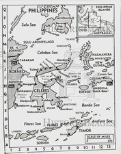 1942 Press Photo Keyed Map to Spot Centers in Far East Battles - nei51586