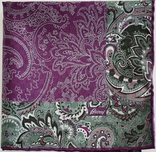     NEW Auth BRIONI PAISLEY Print 100 SILK Pocket Square Pochette Handkerchief