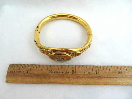 Antique Victorian Gold Filled Bangle / Locket Bracelet w/ Pave Diamond Clover - 第 11/12 張圖片
