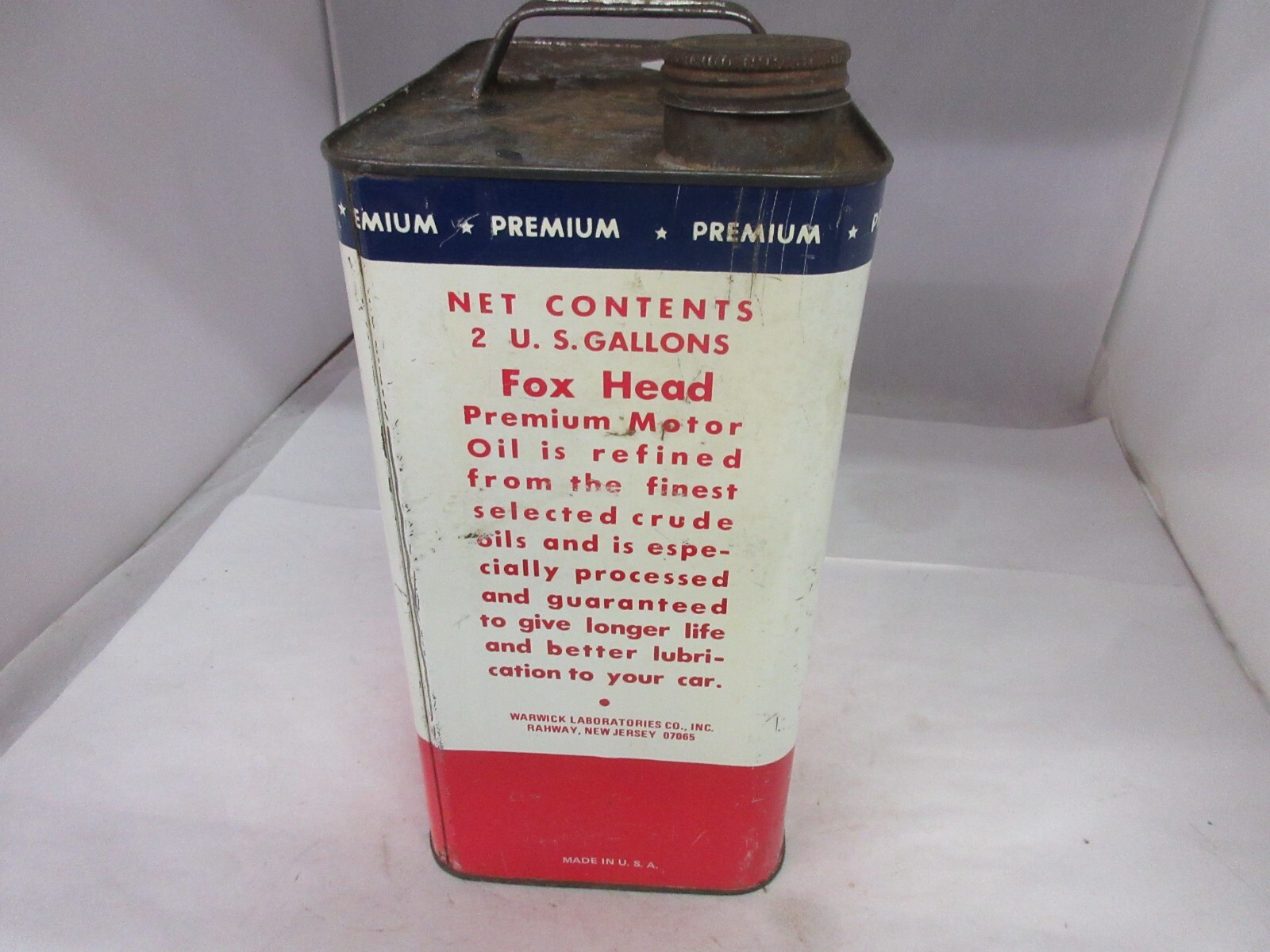 VINTAGE ADVERTISING FOX HEAD MOTOR OIL 2 GALLON CAN TIN SHOP C-490 | eBay