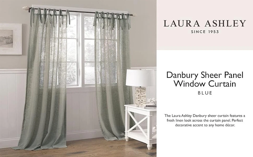 NUEVO 2 paneles Laura Ashley Danbury azul corbata 40x84 rústico romántico Foto 2 de 4