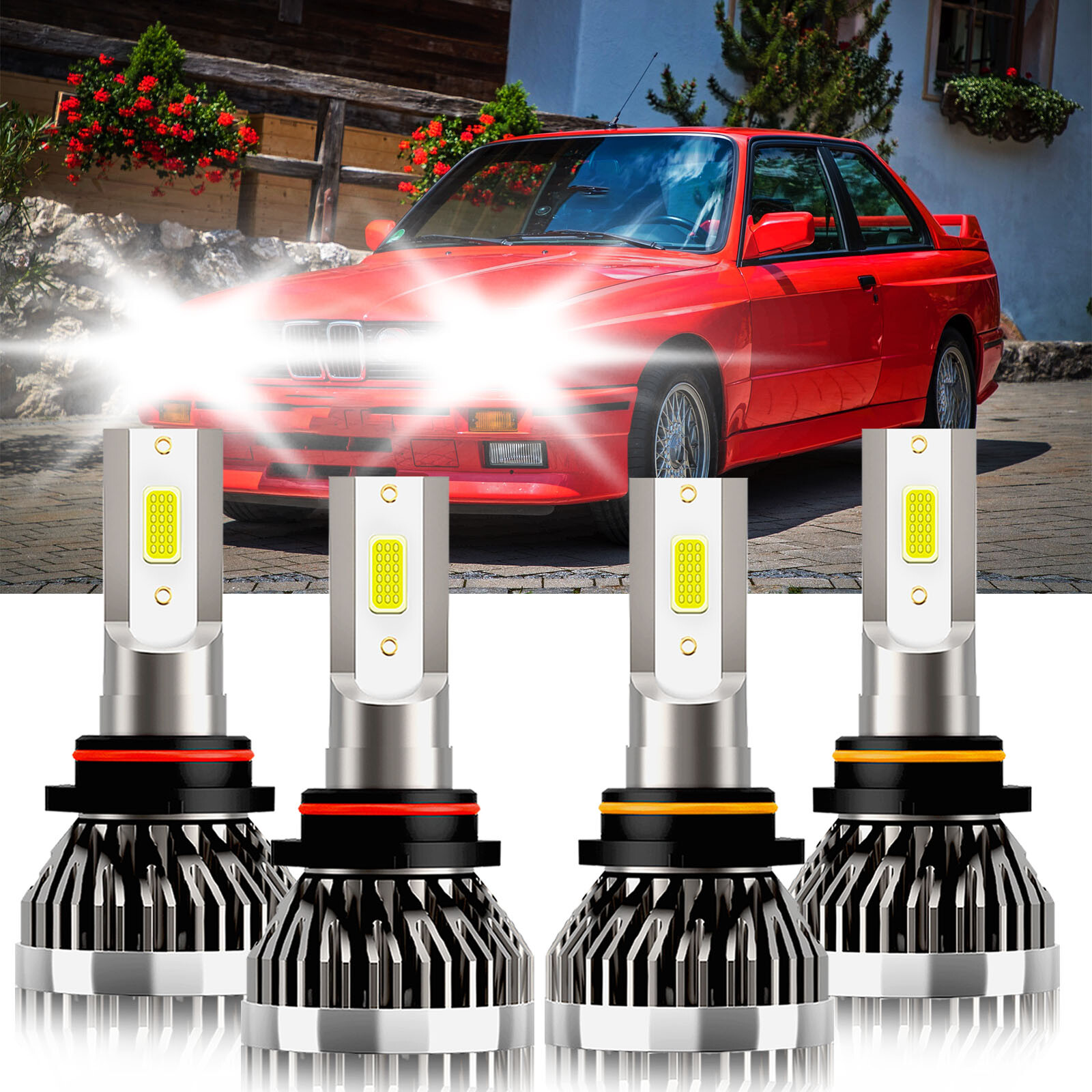 LED Headlight Bulbs High-Low Beam 9005 9006 Combo Kit For BMW 325 1988-1988