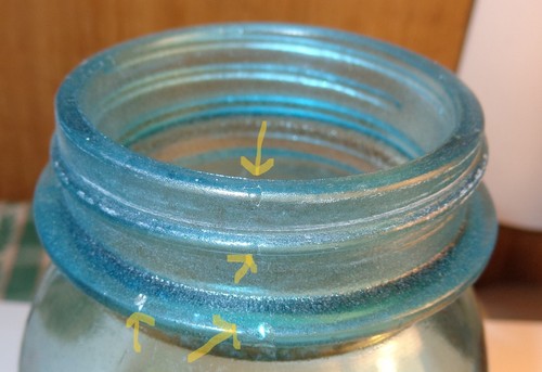 Difícil de encontrar tarro de conservas vintage antiguo #13 bola azul vidrio perfecto cuarto de galón de albañil 1923-1933 - Imagen 6 de 15