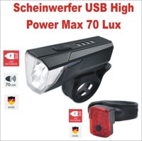 Fahrrad Beleuchtung Set Nach Stvzo 70 Lux Led Scheinwerfer RüCklicht Akku Usb