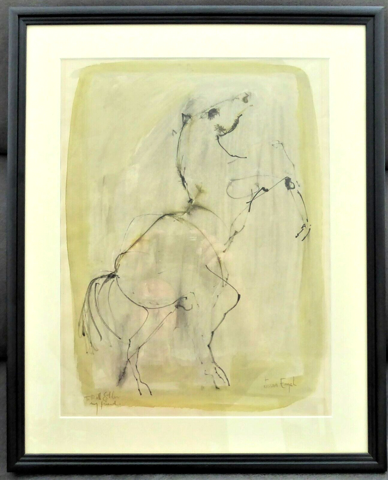 Nissan ENGEL 1931-2016 Aquarell/Tusche Pferd Israel Haifa USA ORIGINAL! RAR!