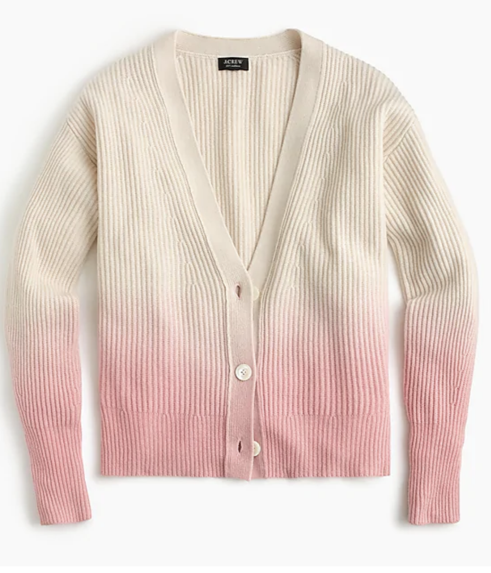 $248-J.Crew Collection dip-dye cardigan in everyday cashmere