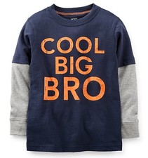 NEW "COOL BIG BRO" Boys Carters Brother Shirt 4 5 6 7 Gift ANNOUNCEMENT LS 18
