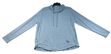 Eddie Bauer Sweater Womens size Medium Blue Hooded Travel Quick Dry Long Sleeve