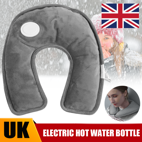ELECTRIC RECHARGEABLE HOT WATER BOTTLE GREY BED NECK WARMER MASSAGING HEAT PAD eBay
