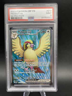 PSA 9 Mint Pidgeot Ex Ultra Rare Obsidian Flames 217/197 Pokemon