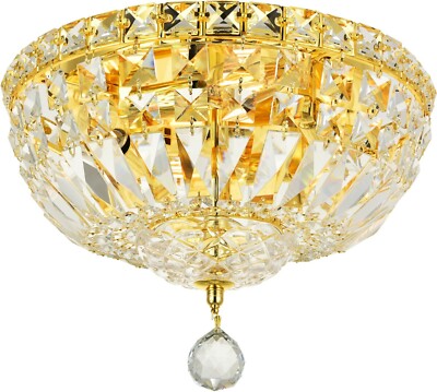 Crystal Flush Mount Chandelier 4 Light Dining Room Kitchen Bathroom Bedroom 12''