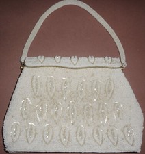Elegant Remarkable ANTIQUE HAND BEADED formal HANDBAG - HONG KONG - c1940-50's