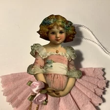 Vintage inspired Christmas Valentine’s Day feather tree ornament Dresden item# 6