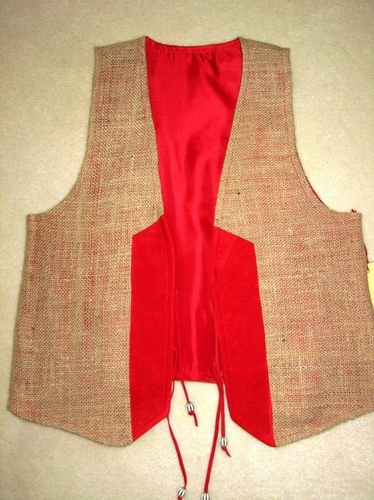 NEW CUSTOM AUTHENTIC COFFE BEAN BAG VEST FULLY LINED W/GENUINE SUEDE DETAIL, M - Picture 2 of 4