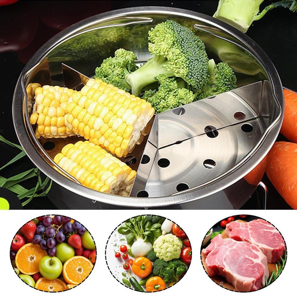 3 Compartments Steamer Rack Stainless Steel Steamer Basket Rack Kitchen