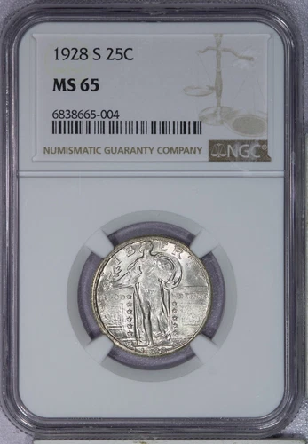 1928-S Standing Liberty Quarter NGC MS65 - Extremely Lustrous and flashy!