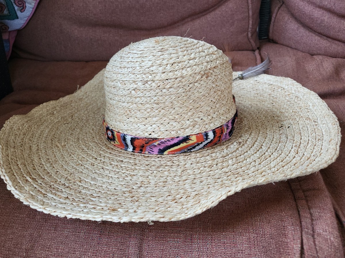 Gorgeous Peter Grimm Sun Hat Straw Woven Wide Brim Beach One 