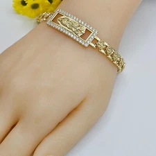 14K Gold Plated Virgin Mary Virgen De Guadalupe Bracelet. Oro Laminado