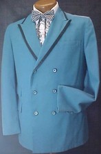 VINTAGE AFTER SIX ROYAL BLUE WITH BLACK TUXEDO JACKET MENS RETRO TUX FADED 