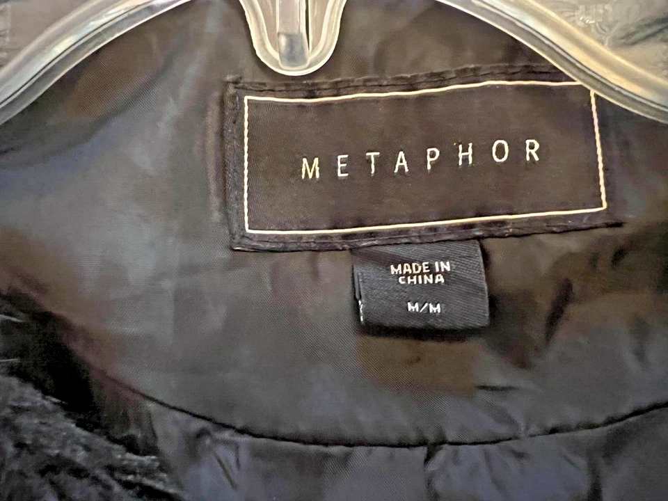 Chaqueta larga túnica de piel sintética negra METAPHOR ~ Talla M ~ Excelente Foto 3 de 3