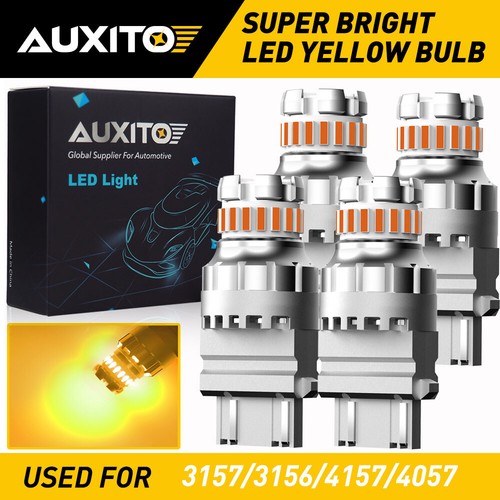 2-Pack AUXITO Amber Yellow LED Bulbs - 3157 3156 Turn Signal & Parking Lights, Super Bright, 1-Year Warranty
