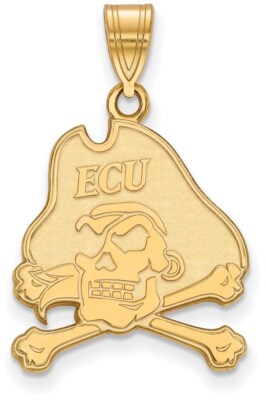 14K Gelbgold East Carolina University großer Anhänger von LogoArt (4Y004ECU)