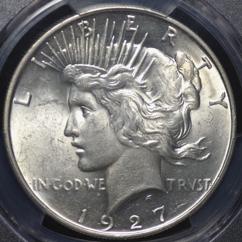1927 D PEACE DOLLAR PCGS MS 62 UNCTUOUS WHITE SATIN LUSTER OVER FULLY STRUCK